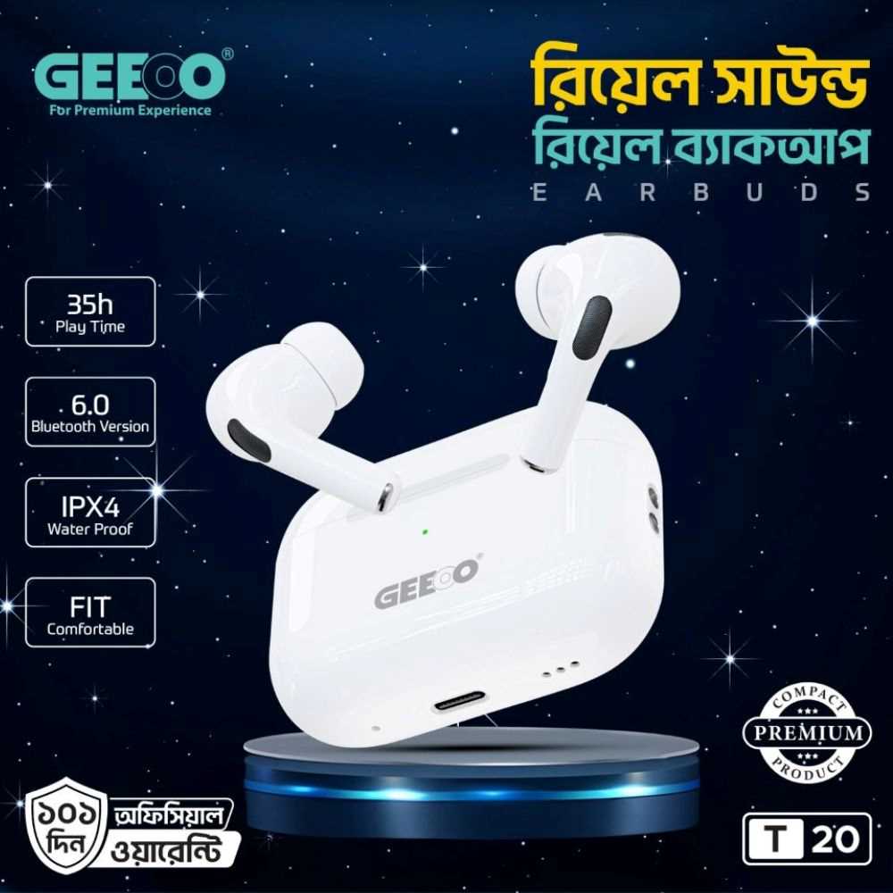 GEEOO TWS T20 Fast Charging Premium Earbuds